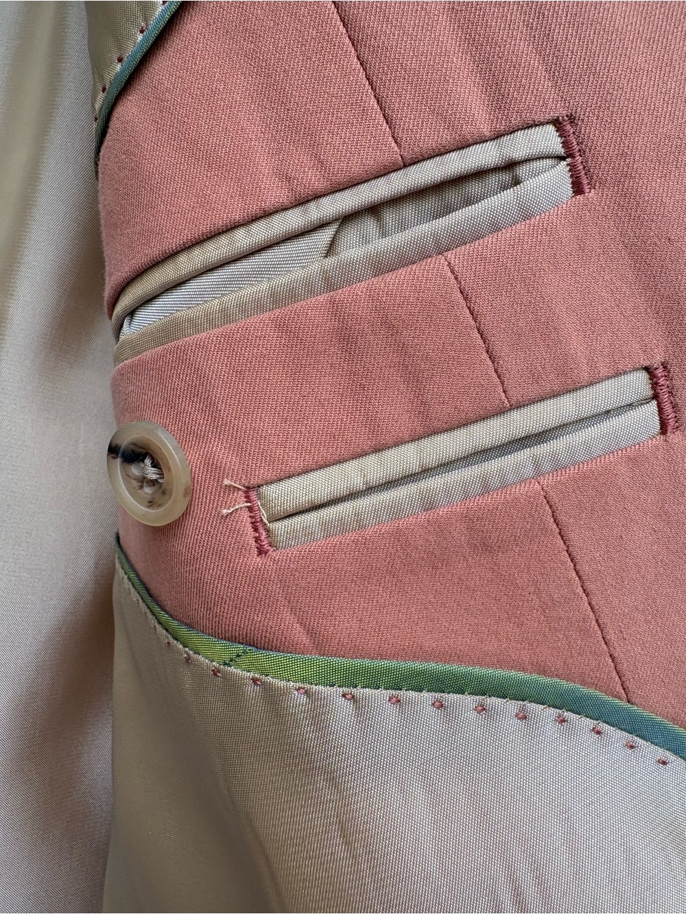 Alan Flusser Pink Silk Blend Sport Coat Blazer 42R Salmon Coastal - Picture 9 of 16